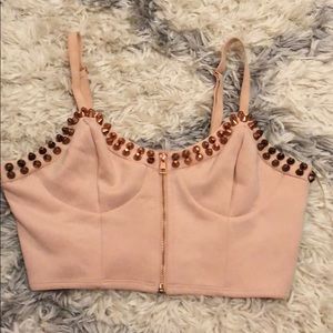 Pink rose gold stud crop top